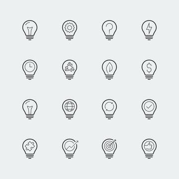 Light bulb concept line icons style