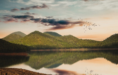 sunset over the lake