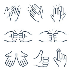 Hand gestures icons: clapping, brofisting and other