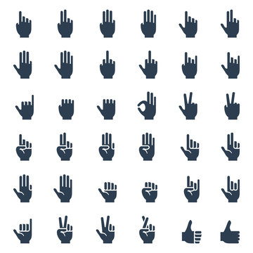 Human Hand Gestures, Signals And Signs, Body Language Icon Set