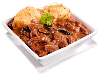 STEAK AND ALE CASSEROLE WITH DUMPLINGS CUT OUT