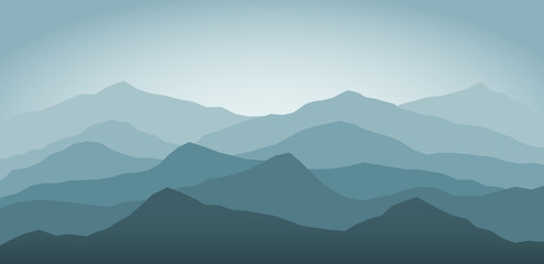Fototapeta na wymiar Blue snow mountains at dawn landscape background