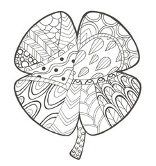Hand drawn illustration with doodle and  zen tangle clover