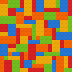 Seamless vector pattern or background of plastic constructor bricks