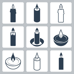 Candles vector icon set