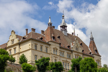 Fototapeta na wymiar Sighișoara city hall in Romania