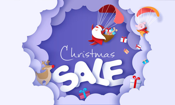 2019 New Year Sale design card with Santa Claus