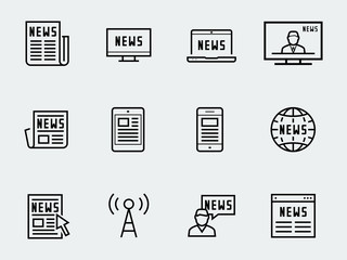 News vetor icon set in thin line style