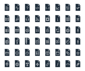 Different file types vector icon set