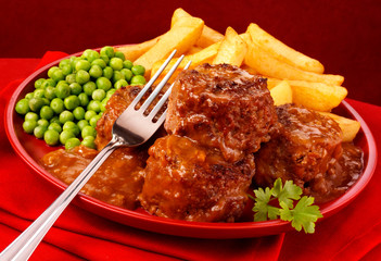 FAGGOTS, CHIPS AND PEAS