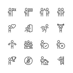 Personal and business concepts vector icon set in thin line style