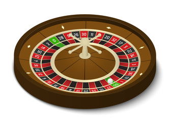 American casino roulette wheel in isometric view