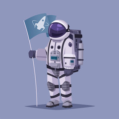Cosmonaut character in outer space. Cartoon vector illustration © dmitrymoi