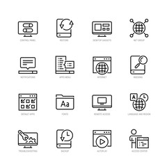 Operating system vector icon set in thin line style