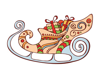 Santa's sleigh with gift boxes.