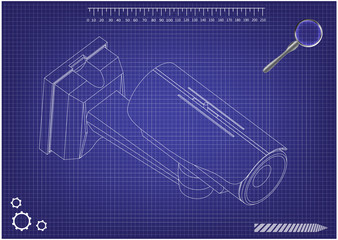 3d model of surveillance camera on a blue