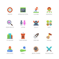 Video game genres vector icons set in flat design style #2
