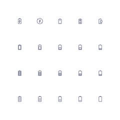 Battery vector icon set in outline style