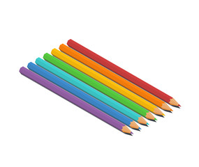 Colored pencils row in rainbow pattern