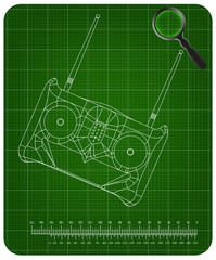 3d model of radio remote control on a green