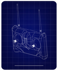 3d model of radio remote control on a blue