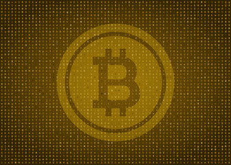 Vector illustration of bitcoin symbol over matrix background