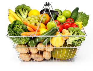 FRUIT AND VEGETABLES IN SHOPPING BASKET