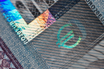 Hologramm auf 20 Euro Schein