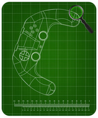 3d model of joystick on a green 