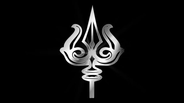 Trident of Shiva Religious symbol Particles Animation, Magical Particle Dust Animation of Religious Trident of Shiva Sign with Rays.
