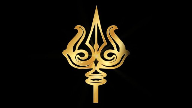 Trident of Shiva Religious symbol Particles Animation, Magical Particle Dust Animation of Religious Trident of Shiva Sign with Rays.