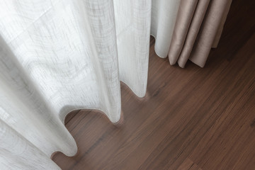 Fototapeta premium closed up of beautiful grey curtain