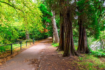 A Great Glen way footpath along river Ness, Inverness, Scotland