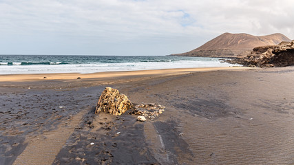 La Solapa, a Virgin Gold-Colored Sandy Beach in Fuerteventura, Canary Islands