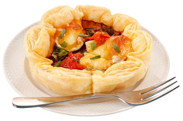 CAMEMBERT AND TOMATO TART CUT OUT