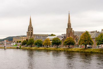 Two famous gothis style churches Inverness city centre, Scotland