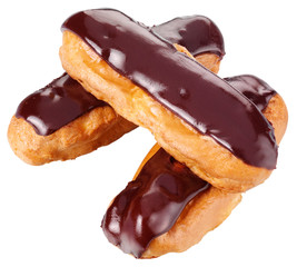 THREE CHOCOLATE ECLAIRS CUT OUT