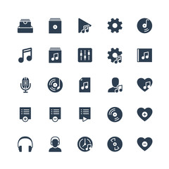Music player ui related icon set in glyph style