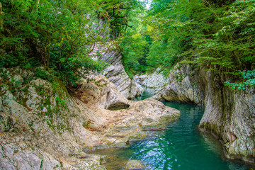 Naklejka premium the river in the devil's gorge Sochi