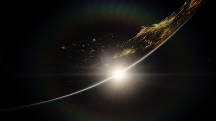 Near, low earth orbit blue planet. this image elements furnished by NASA.