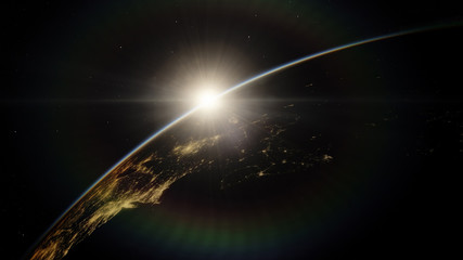Near, low earth orbit blue planet. this image elements furnished by NASA. © Cepheia