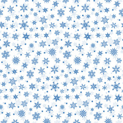 Seamless white pattern of snowflakes