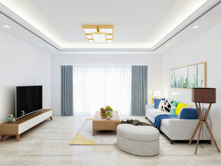 Clean and spacious living room design in modern city housing