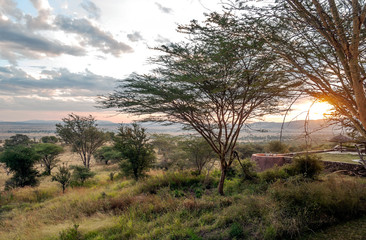 Obraz premium Sunset in the Ngorongoro Valley in Tanzania