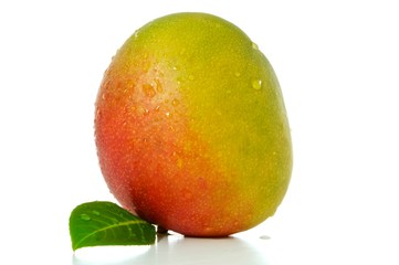 mango with leaf isolated on white background