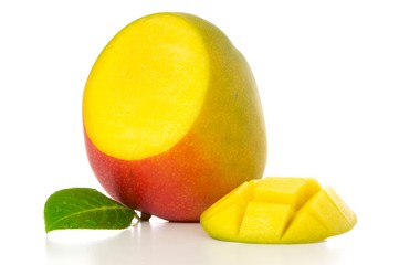 sliced mango on white background