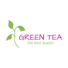 Logo green tea brand label icon vector illustration
