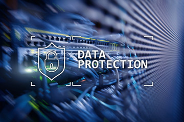 Data protection, Cyber security, information privacy. Internet and technology concept. Server room...