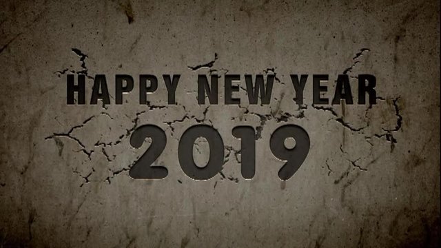 Happy new year 2019 - crumbling wall inscription -