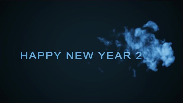 Happy new year 2019 - Lettering is created by animated smoke effect - blue design